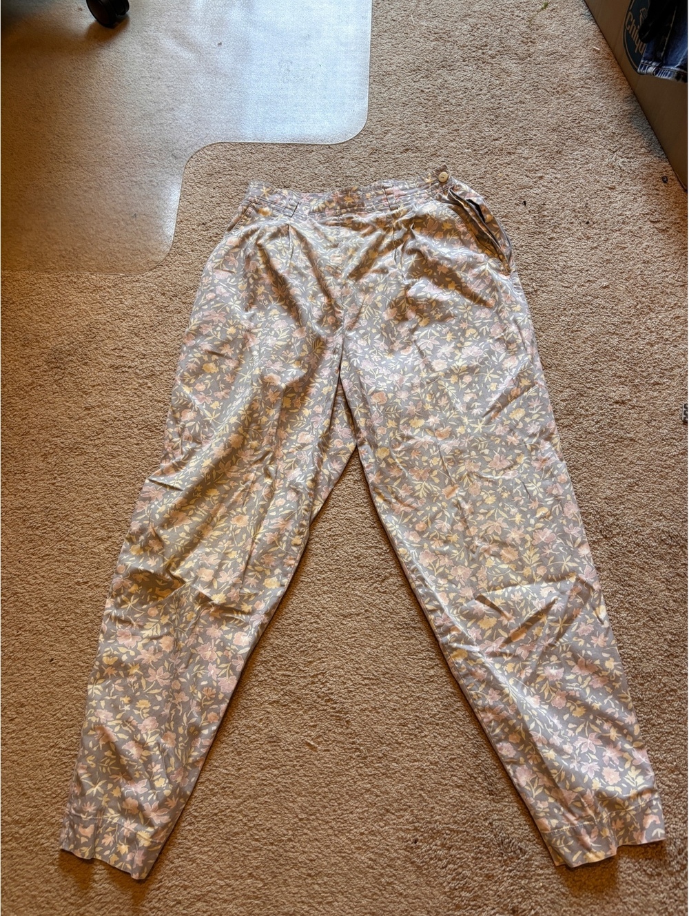 Liz sport vtg 90s floral 100% cotton, high waisted chino pants women's size l2